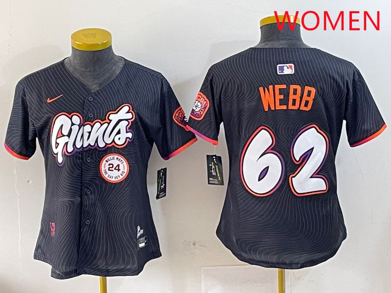 Women San Francisco Giants 62 Webb Black Joint Name Nike 2025 MLB Jersey style 4